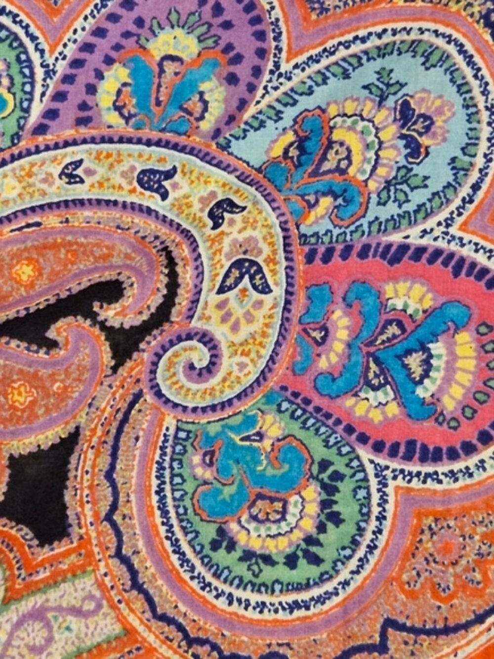Lauren Ralph Lauren Colorful Paisley 70's Retro Festival Boho Top SZ M Tie Neck - Picture 5 of 8